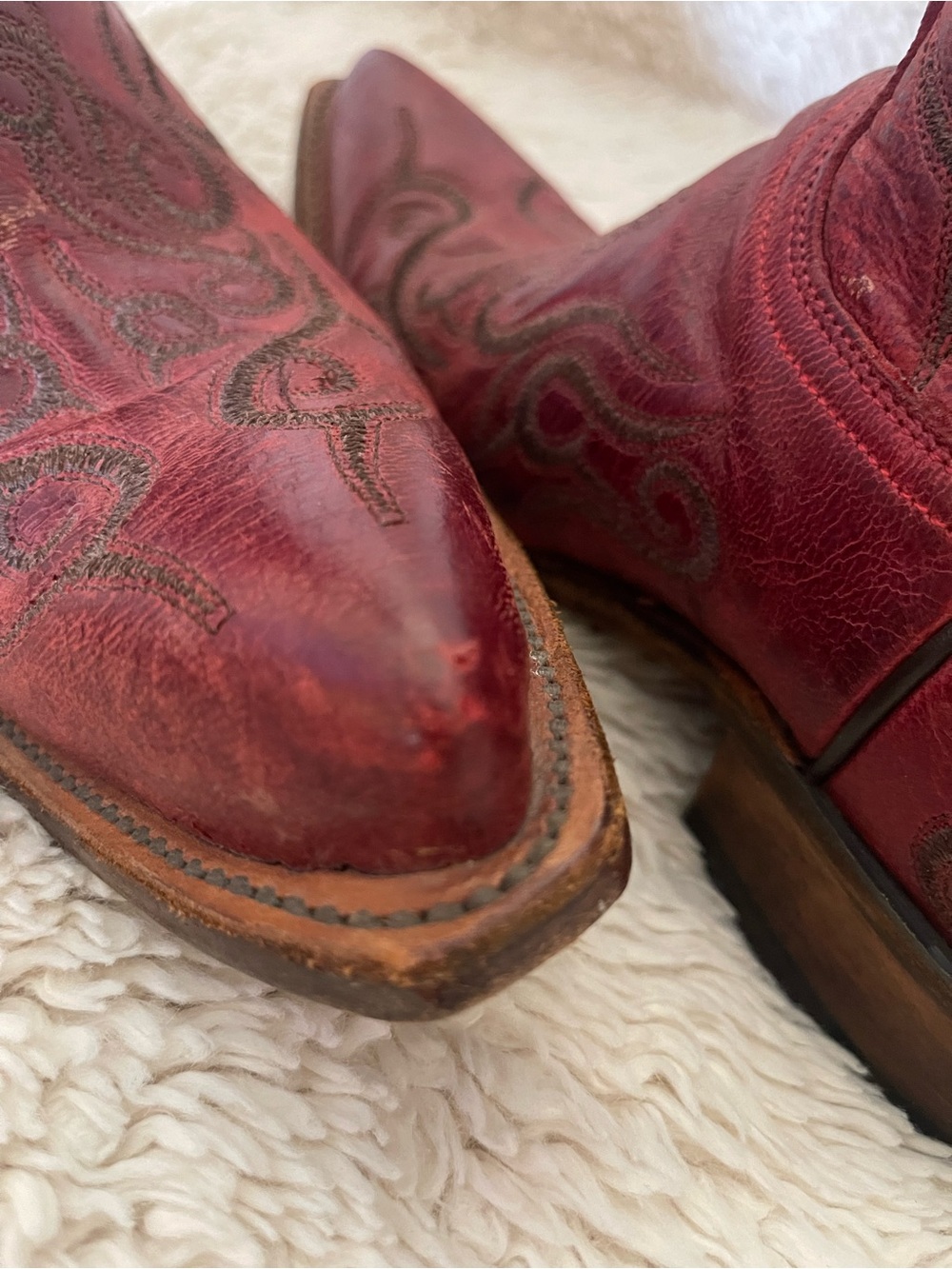 Lucchese Connie Women's Red Leather Studded Western Boot - Picture 11 of 12